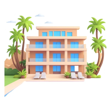 modern mansion with pool and palm trees sticker