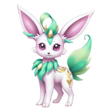 Shiny Cool Sparkly Cute Ethereal Leafeon-Sylveon-Fakemon-hybrid-fusion- full body sticker