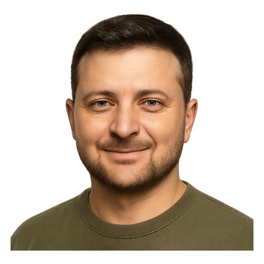 photorealistic emoji style portrait of Vladimir Zelensky with a confident expression sticker