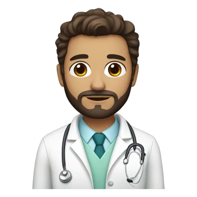 Brown doctor with dark brown hair and beard, big brown eyes sticker