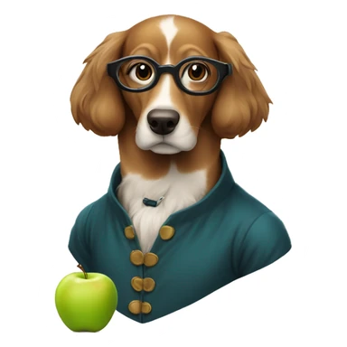 Isaac Newton as a Dog with an apple and glasses sticker
