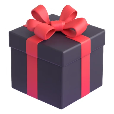 black wrapped present, 3D, iPhone emoji style sticker