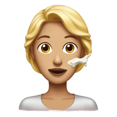 Woman with mayo spilled on her face  sticker