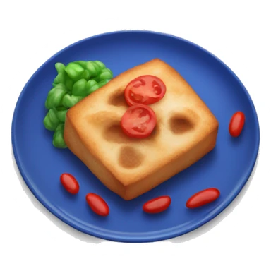 blue plate red food sticker