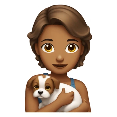 Pretty tanned girl with brown hair and a puppy  sticker
