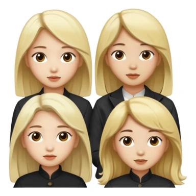 4 korean girls, hair colors: 1 blonde, 2 black, 1 brown sticker