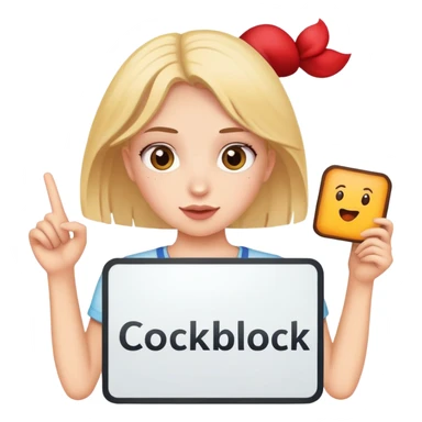 girl holding up sign that says cockblock sticker