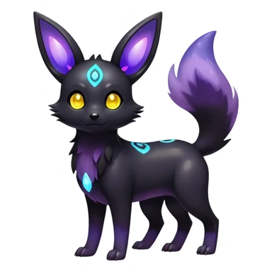 Shiny Exotic Colorful Excessive Mysterious Umbreon-Poochyena-Pokémon-Fakémon-hybrid-creature (full body) sticker