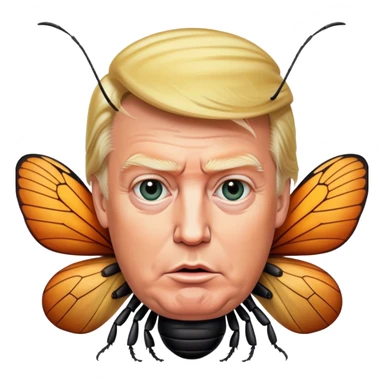 trumps head on insect sticker