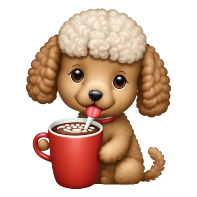 Poodle with hot chocolate  sticker
