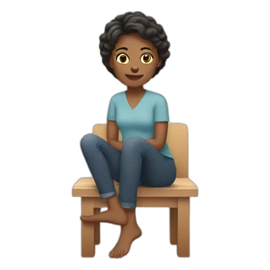 woman sitting down showing feet sticker