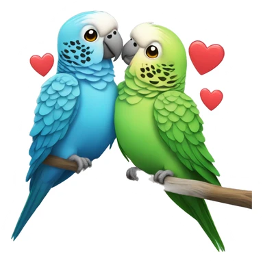 Two parakeets with hearts around them sticker