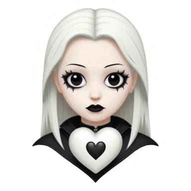 white goth heart, minimal, edgy, dark accents sticker