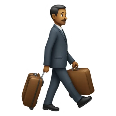 a man walking with suitcase sticker