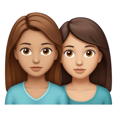 two sisters in their twenties; one has a slightly lighter complexion with lighter skin, brown eyes, and brown hair while the other is slightly tanner, brown eyes, and dark brown hair sticker