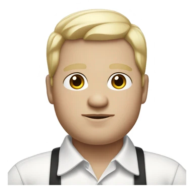 Chubby white-skinned man with straight black hair, wearing a white dress shirt. sticker