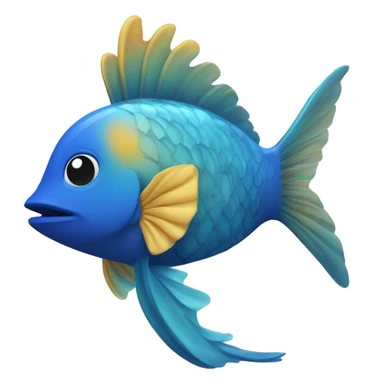 Pescado de color azul con alas de ángel y cernos de venado sticker