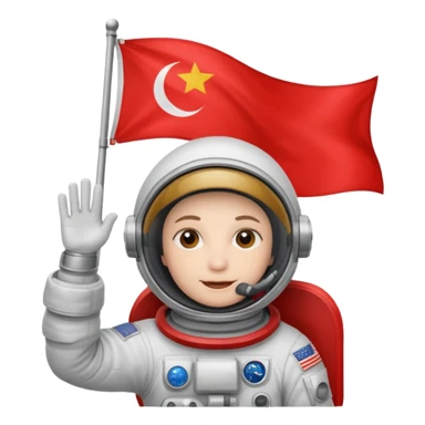astronaut with red flag sticker