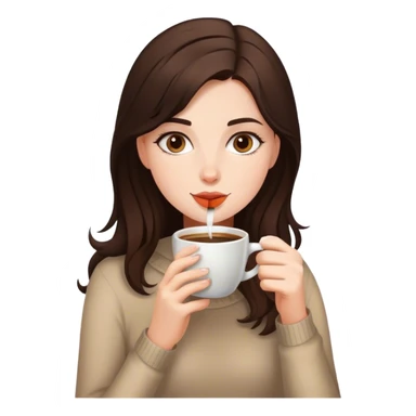 brunette girl drinks coffee sticker