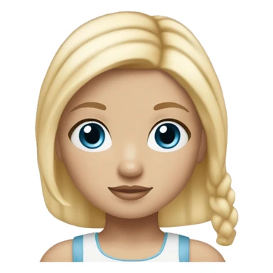 American girl with blue eyes, blonde hair and a little chubby ￼ sticker
