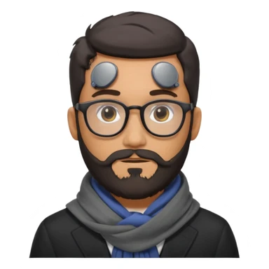 gray scarf male  beard hair with suit glasses sticker