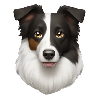Savoy shepherd mix border collie, black white and brown (half face is white) sticker