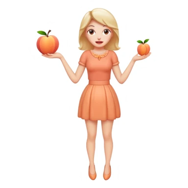 Excited pursed lip full body emoji with peach instead of waist sticker