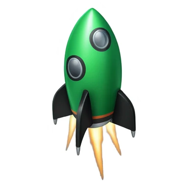green and black rocket ship sticker