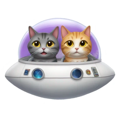 Two cats in a spaceship traveling together sticker