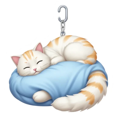 emoji of white napping cat with a tail hanging down sticker