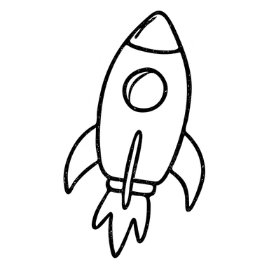 hand-drawn outlined rocket icon sticker