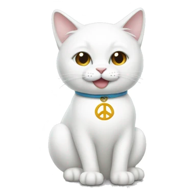 White cat peace sign sticker