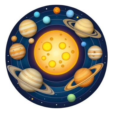 solar system with planets orbiting the sun, vibrant colors sticker