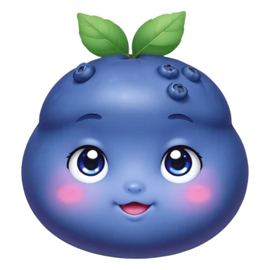 Cute Kawaii Blueberry, small and chubby, deep blue-purple with a tiny leafy crown, bright sparkling eyes, a soft round body, cute blushing cheeks, full of berry sweetness! sticker
