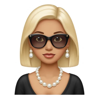 Mujer con collar de perlas y gafas oscuras  sticker