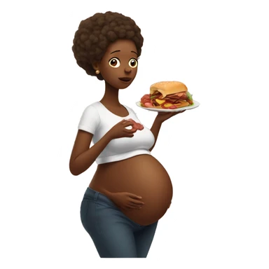 Pregnant women eats meat sticker