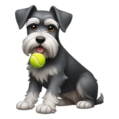 Full body schnauzer tennis ball in mouth sticker