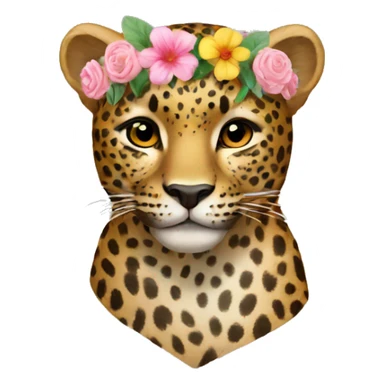 Leopard wearing flower crown sticker