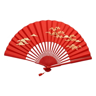 red paper hand fan sticker