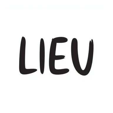 The word "LIEU" in a handwritten style sticker