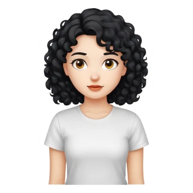 girl with curly black hair wearing a white t-shirt sticker