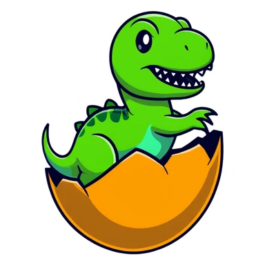 Dinosaur coming out of egg sticker