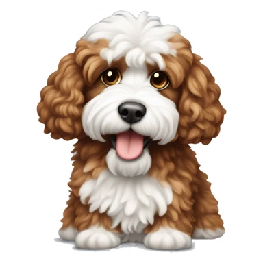 Red and white fluffy cockapoo sticker