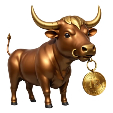 bull holding a bitcoin coin sticker