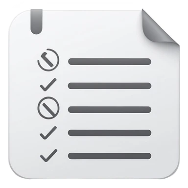 white document with rounded corners, gray plus sign in top left, three gray lines below as text, minimalist flat design sticker