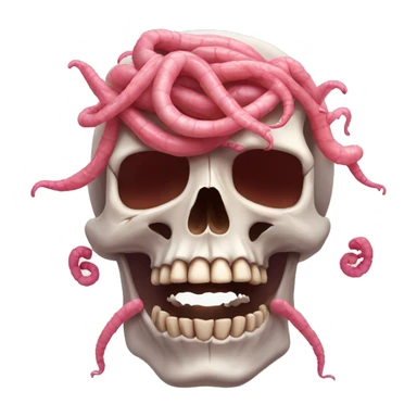 Skull with pink and red  worms on top sticker
