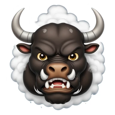 Emoji of an angry black powerful bull with steam coming out of its nose sticker
