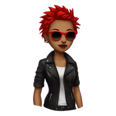 Female punk,sun glasses, red and black short hair sticker