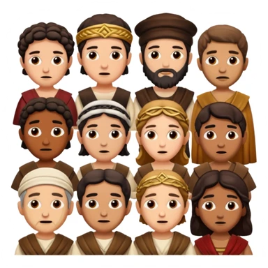 WIl je groep mensen, paar mensen in joods leven in roman tijd. 
Ze kijken niet blij sticker