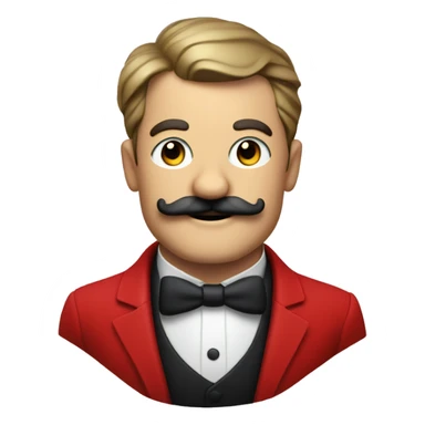 a butler in a red suit with a moustache invites you to come in waist-deep sticker